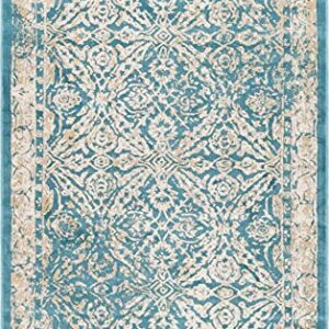 Unique Loom Oslo Collection Traditional Botanical Teal Area Rug (5' x 8')