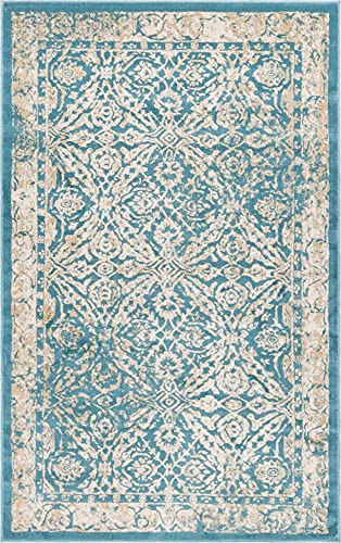 Unique Loom Oslo Collection Traditional Botanical Teal Area Rug (5' x 8')