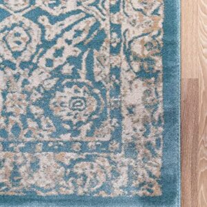 Unique Loom Oslo Collection Traditional Botanical Teal Area Rug (5' x 8')