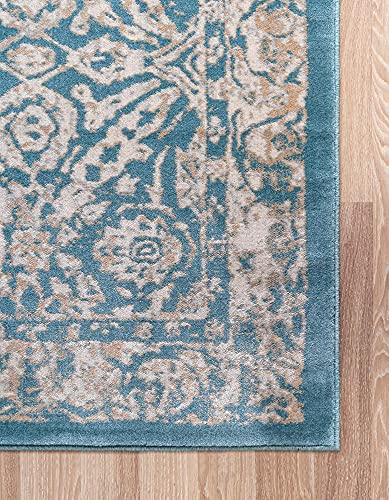 Unique Loom Oslo Collection Traditional Botanical Teal Area Rug (5' x 8')