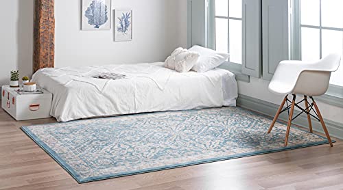 Unique Loom Oslo Collection Traditional Botanical Teal Area Rug (5' x 8')