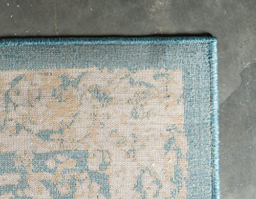 Unique Loom Oslo Collection Traditional Botanical Teal Area Rug (5' x 8')