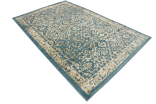 Unique Loom Oslo Collection Traditional Botanical Teal Area Rug (5' x 8')