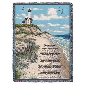 Pure Country Weavers Jesus Footprints in The Sand 2 Blanket - Religious Gift Tapestry Throw Woven from Cotton - Made in The USA (72x54)