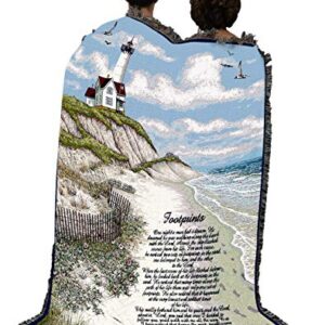 Pure Country Weavers Jesus Footprints in The Sand 2 Blanket - Religious Gift Tapestry Throw Woven from Cotton - Made in The USA (72x54)