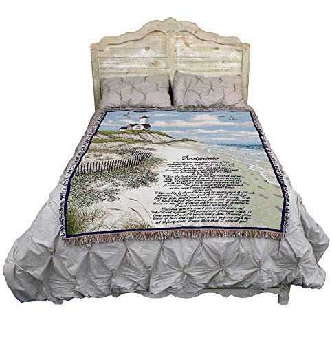 Pure Country Weavers Jesus Footprints in The Sand 2 Blanket - Religious Gift Tapestry Throw Woven from Cotton - Made in The USA (72x54)