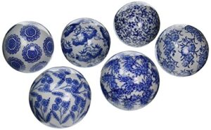 oriental furniture 4″ blue & white decorative porcelain ball set(b)