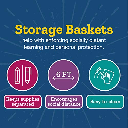 Really Good Stuff - 160016BK Multi-Purpose Plastic Storage Baskets for Classroom or Home Use - Stackable Mesh Plastic Baskets with Grip Handles 13" x 10" (Black - Set of 12)