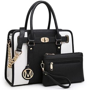 women designer handbags and purses ladies shoulder bag hobo bag top handle satchel tote work bag with wallet wristlet (7581 white)