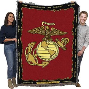 Pure Country Weavers US Marine Corps - Emblem Blanket - Gift Military Tapestry Throw Woven from Cotton - Made in The USA (72x54)