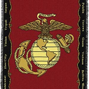 Pure Country Weavers US Marine Corps - Emblem Blanket - Gift Military Tapestry Throw Woven from Cotton - Made in The USA (72x54)