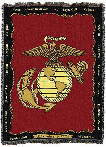 Pure Country Weavers US Marine Corps - Emblem Blanket - Gift Military Tapestry Throw Woven from Cotton - Made in The USA (72x54)