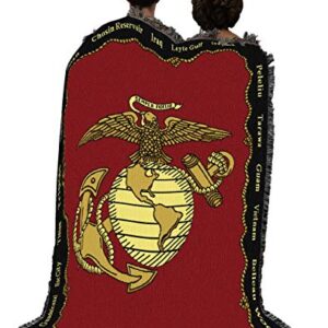 Pure Country Weavers US Marine Corps - Emblem Blanket - Gift Military Tapestry Throw Woven from Cotton - Made in The USA (72x54)