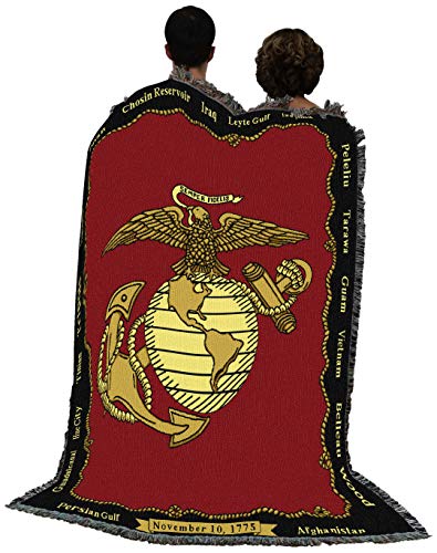 Pure Country Weavers US Marine Corps - Emblem Blanket - Gift Military Tapestry Throw Woven from Cotton - Made in The USA (72x54)