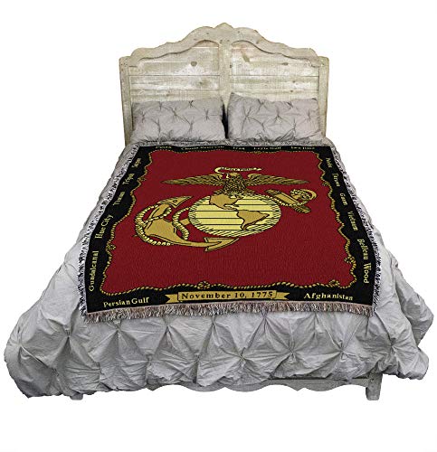 Pure Country Weavers US Marine Corps - Emblem Blanket - Gift Military Tapestry Throw Woven from Cotton - Made in The USA (72x54)