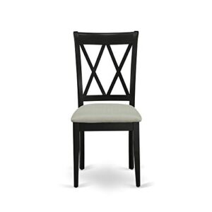 EAST WEST FURNITURE 9Pc Dining Set Includes a Rectangle Dining Table with Butterfly Leaf and Eight Double X Back Microfiber Seat Kitchen Chairs, Black Finish