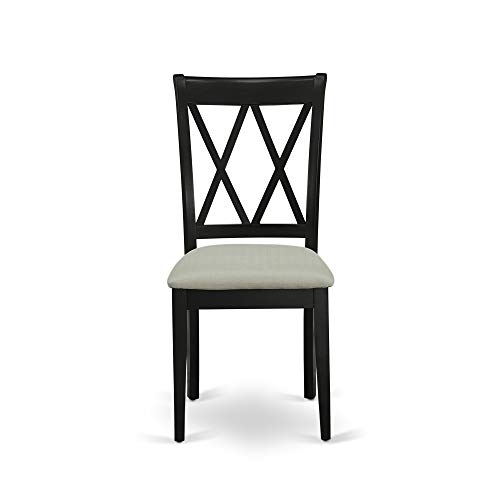 EAST WEST FURNITURE 9Pc Dining Set Includes a Rectangle Dining Table with Butterfly Leaf and Eight Double X Back Microfiber Seat Kitchen Chairs, Black Finish