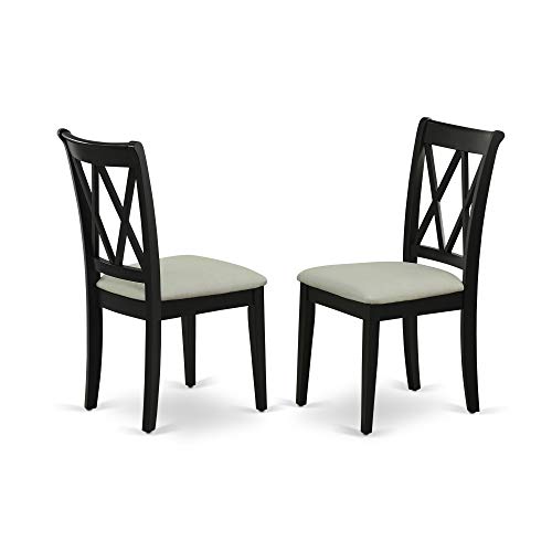 EAST WEST FURNITURE 9Pc Dining Set Includes a Rectangle Dining Table with Butterfly Leaf and Eight Double X Back Microfiber Seat Kitchen Chairs, Black Finish
