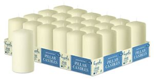 hyoola ivory pillar candles 2-inch x 4-inch – 24 pack unscented bulk pillar candles – european made