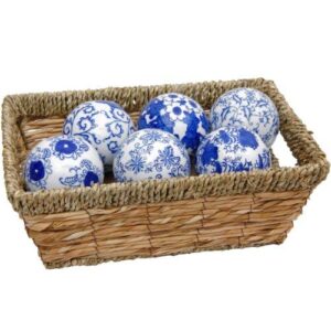 Oriental Furniture 3" Blue & White Decorative Porcelain Ball Set(B)