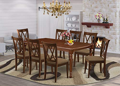 East West Furniture DOCL9-MAH-C Dining Table Set, 9-Piece