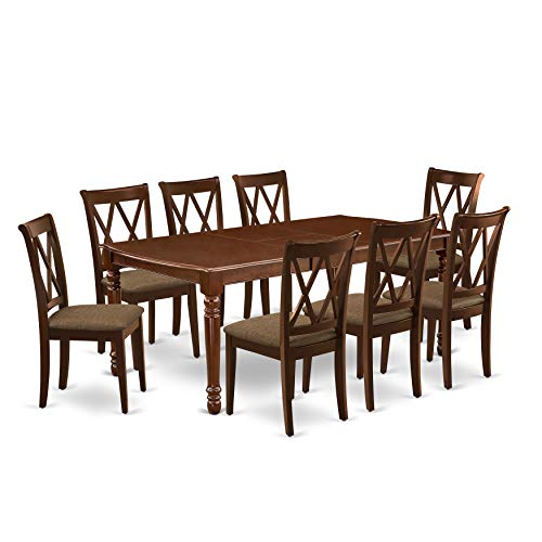 East West Furniture DOCL9-MAH-C Dining Table Set, 9-Piece