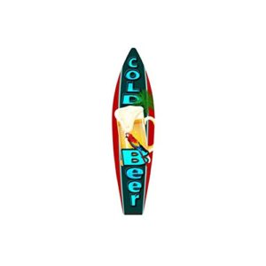 Bundle: Surfboard Wall Art Decor, Metal Drinks Beach Signs - Cold Beer Surfboard Sign, Tiki Bar Surfboard Sign, Margarita Surfboard Sign & Martinis Surfboard Sign