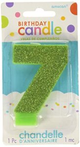 amscan 7 glitter numeral candle, 3 1/4″, kiwi green