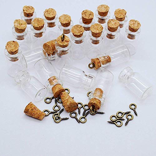 Healthcom 50 Pcs 0.5ML Small Vials Clear Glass Bottles Mini Tiny Jars Bottles with Corks Miniature Glass Bottle With Cork Gift DIY Decoration Empty Sample Jars Small,Arts Crafts,Party Favors,50 Bottles + 50 Screws