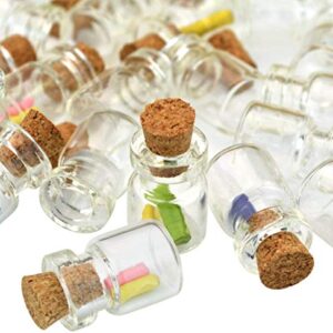 Healthcom 50 Pcs 0.5ML Small Vials Clear Glass Bottles Mini Tiny Jars Bottles with Corks Miniature Glass Bottle With Cork Gift DIY Decoration Empty Sample Jars Small,Arts Crafts,Party Favors,50 Bottles + 50 Screws