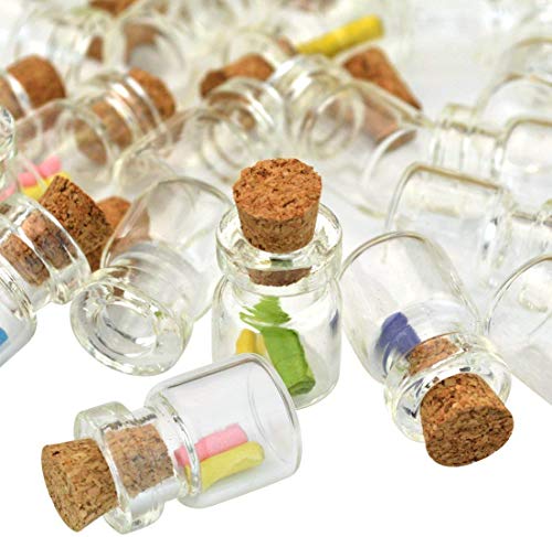 Healthcom 50 Pcs 0.5ML Small Vials Clear Glass Bottles Mini Tiny Jars Bottles with Corks Miniature Glass Bottle With Cork Gift DIY Decoration Empty Sample Jars Small,Arts Crafts,Party Favors,50 Bottles + 50 Screws