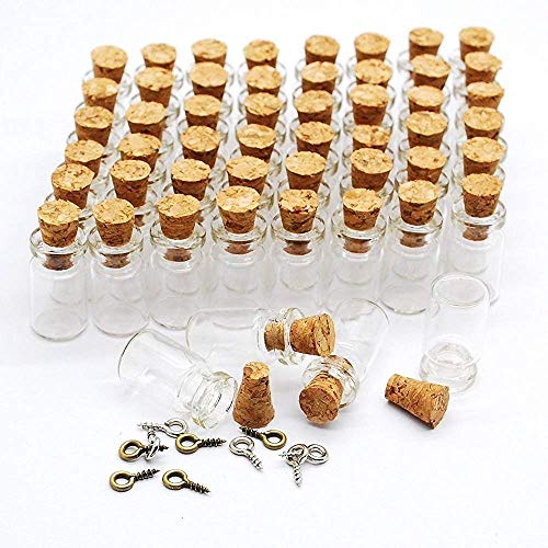 Healthcom 50 Pcs 0.5ML Small Vials Clear Glass Bottles Mini Tiny Jars Bottles with Corks Miniature Glass Bottle With Cork Gift DIY Decoration Empty Sample Jars Small,Arts Crafts,Party Favors,50 Bottles + 50 Screws