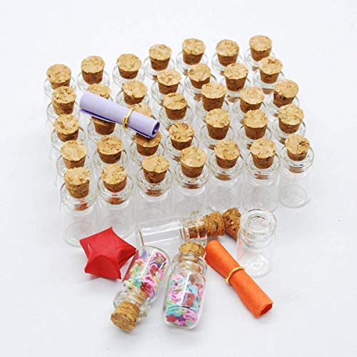 Healthcom 50 Pcs 0.5ML Small Vials Clear Glass Bottles Mini Tiny Jars Bottles with Corks Miniature Glass Bottle With Cork Gift DIY Decoration Empty Sample Jars Small,Arts Crafts,Party Favors,50 Bottles + 50 Screws