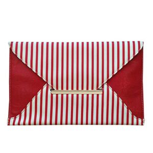 jnb striped envelope clutch, red