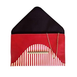 JNB Striped Envelope Clutch, Red