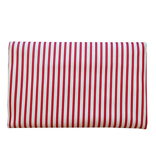 JNB Striped Envelope Clutch, Red