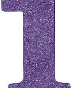 Numeral #1 Large Glitter Candle - Purple, Party Favor