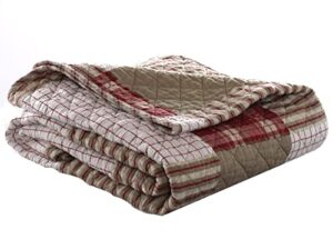 eddie bauer throw blanket reversible cotton quilted bedding, home decor for all seasons, 50″ x 60″, camano island red
