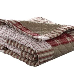 Eddie Bauer Throw Blanket Reversible Cotton Quilted Bedding, Home Decor for All Seasons, 50" x 60", Camano Island Red