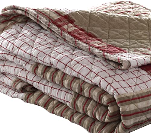 Eddie Bauer Throw Blanket Reversible Cotton Quilted Bedding, Home Decor for All Seasons, 50" x 60", Camano Island Red