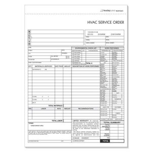 hvac service order invoice & repair detail form, 3 part carbonless (100 sets) letter size forms