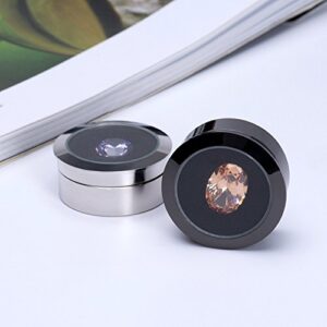 Mini Diameter 1.3 inch Loose Diamond or Gemstone Display Box Case Holder Show Container Metal (Black-1.3x0.5 inch)