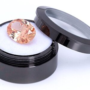 Mini Diameter 1.3 inch Loose Diamond or Gemstone Display Box Case Holder Show Container Metal (Black-1.3x0.5 inch)