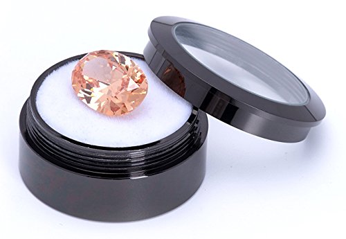 Mini Diameter 1.3 inch Loose Diamond or Gemstone Display Box Case Holder Show Container Metal (Black-1.3x0.5 inch)