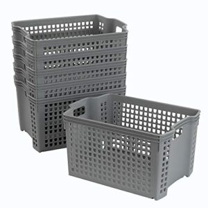 cand plastic storage baskets with handles, grey, set of 6