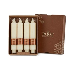 root unscented timberline collenettes dinner candles, 7-inch tall, box of 4, ivory