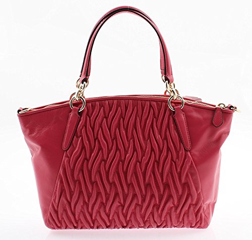 COACH Small Kelsey Satchel in Gathered Twist Leather in Dahlia F37081 IMDUL