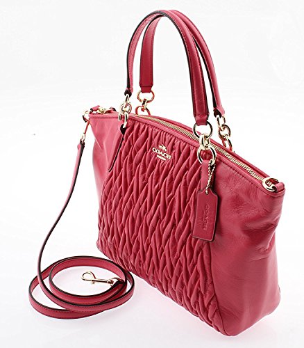 COACH Small Kelsey Satchel in Gathered Twist Leather in Dahlia F37081 IMDUL