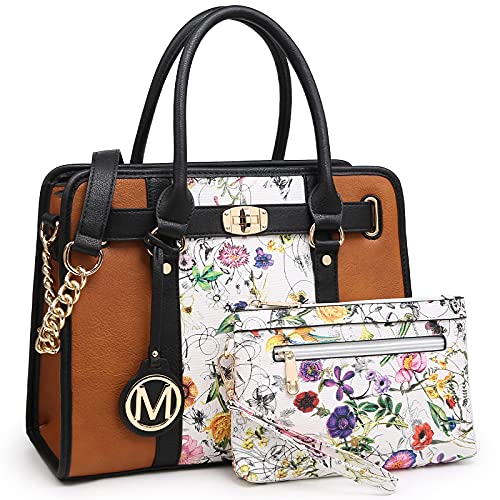 Women Handbags, Large Designer Lady Satchel Multi-Pockets Shoulder Bag Fashion Tote w/ Wallet Set (8011-GD/BKF)