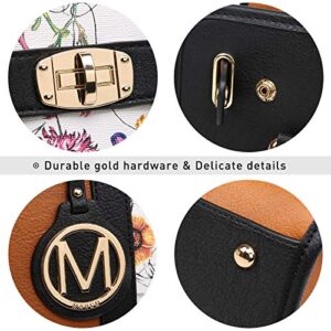 Women Handbags, Large Designer Lady Satchel Multi-Pockets Shoulder Bag Fashion Tote w/ Wallet Set (8011-GD/BKF)
